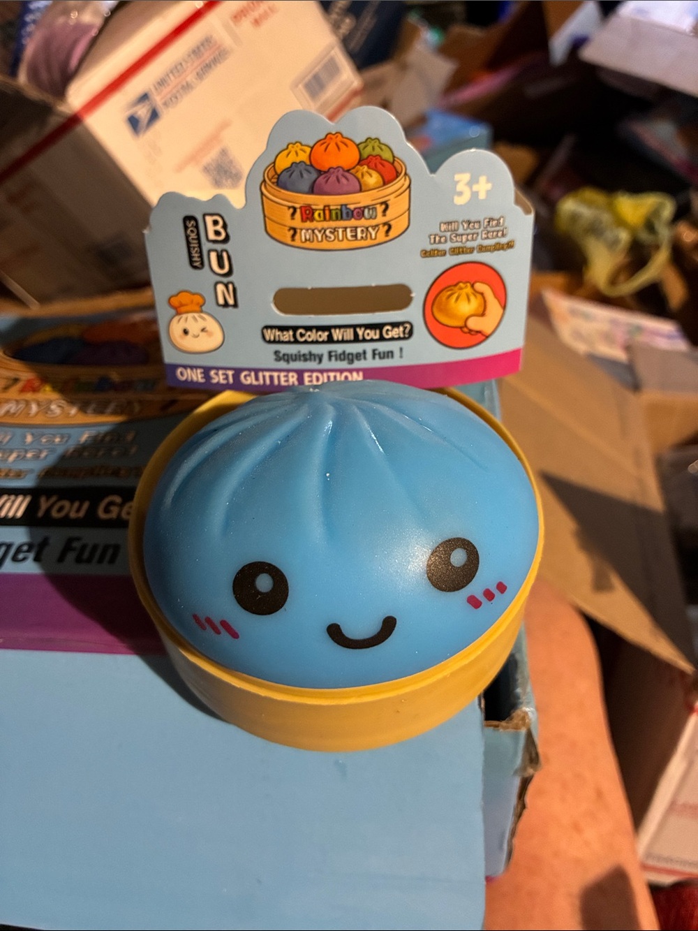 Bun Squishy Toy - Blue & Yellow